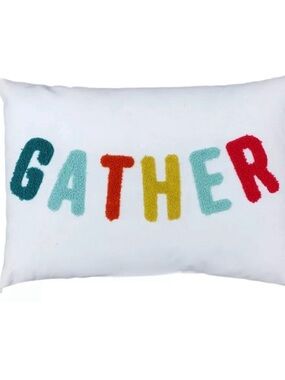 NWT! Target Bullseye Decorative Lumbar Accent Pillow with "GATHER" Embroidered
